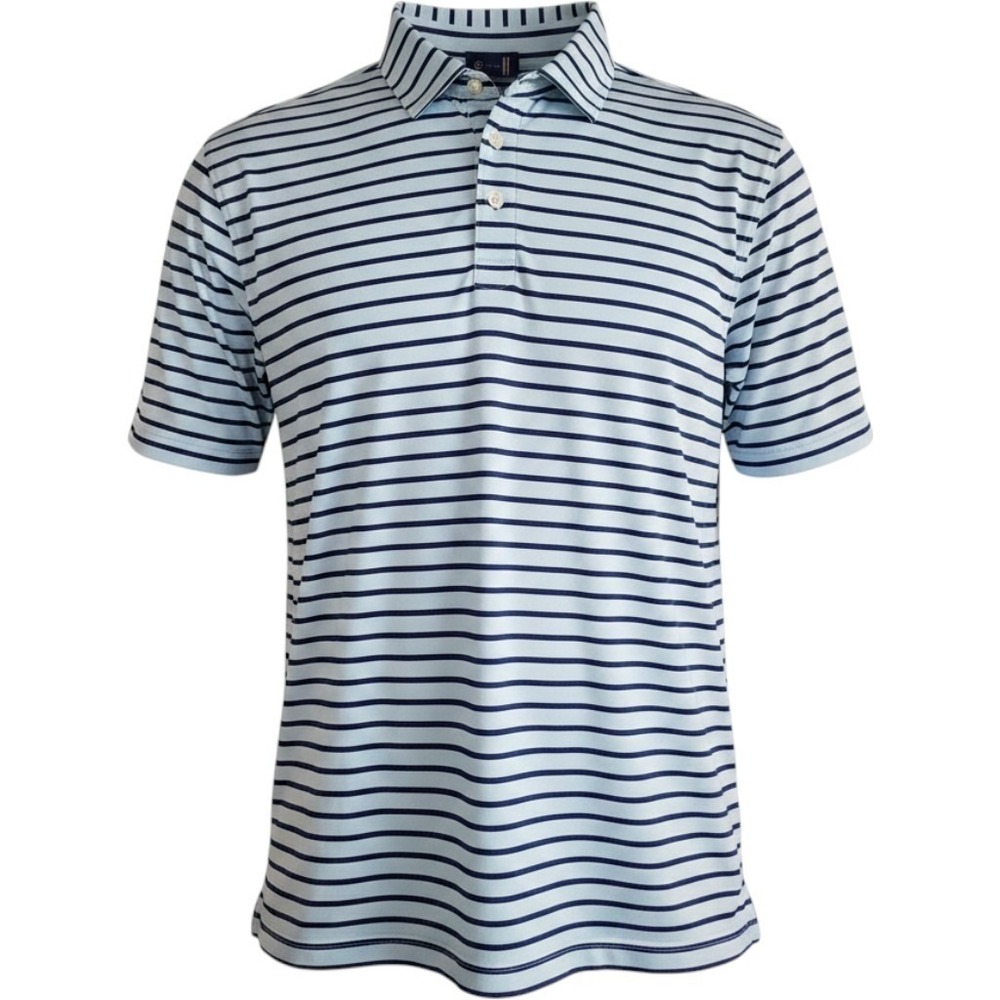 STITCH Performance Polo Shirt Men XL Blue Striped‎ Short Sleeve Stretch Golfcore